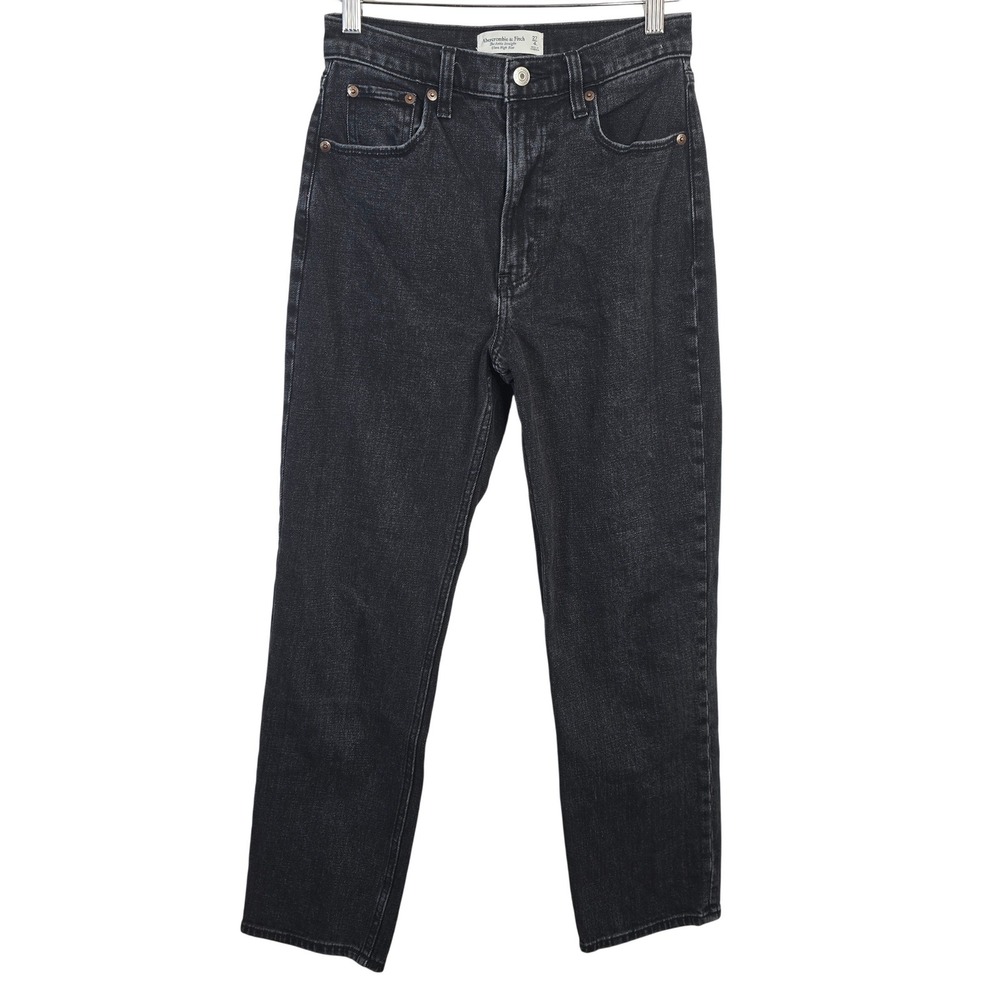 Abercrombie & Fitch The Ankle Straight Ultra High Rise Black Jeans 27/4L Tall